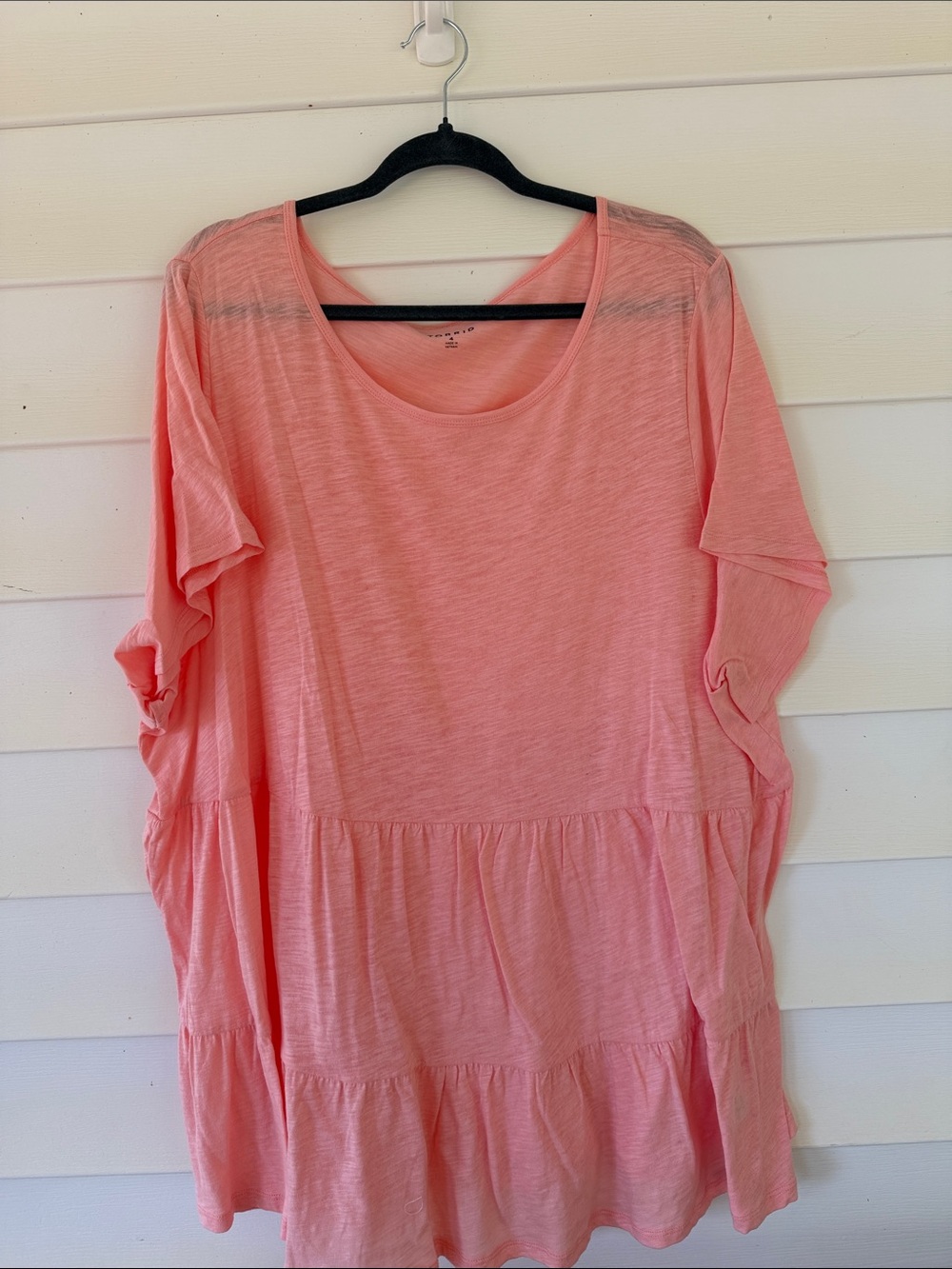 torrid Coral Pink Tiered Short-Sleeve Tunic